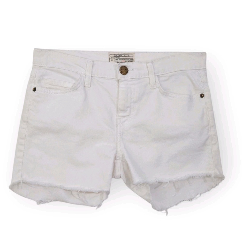 Current/Elliott The Stiletto Cutoff Jean Shorts Womens 27 Sugar White Denim USA
